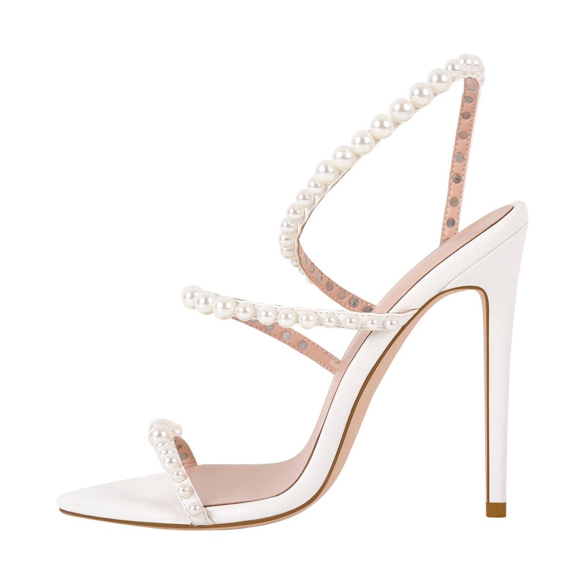 Pointed Toe Pearl Strap Stiletto Sandals | Onlymaker Value