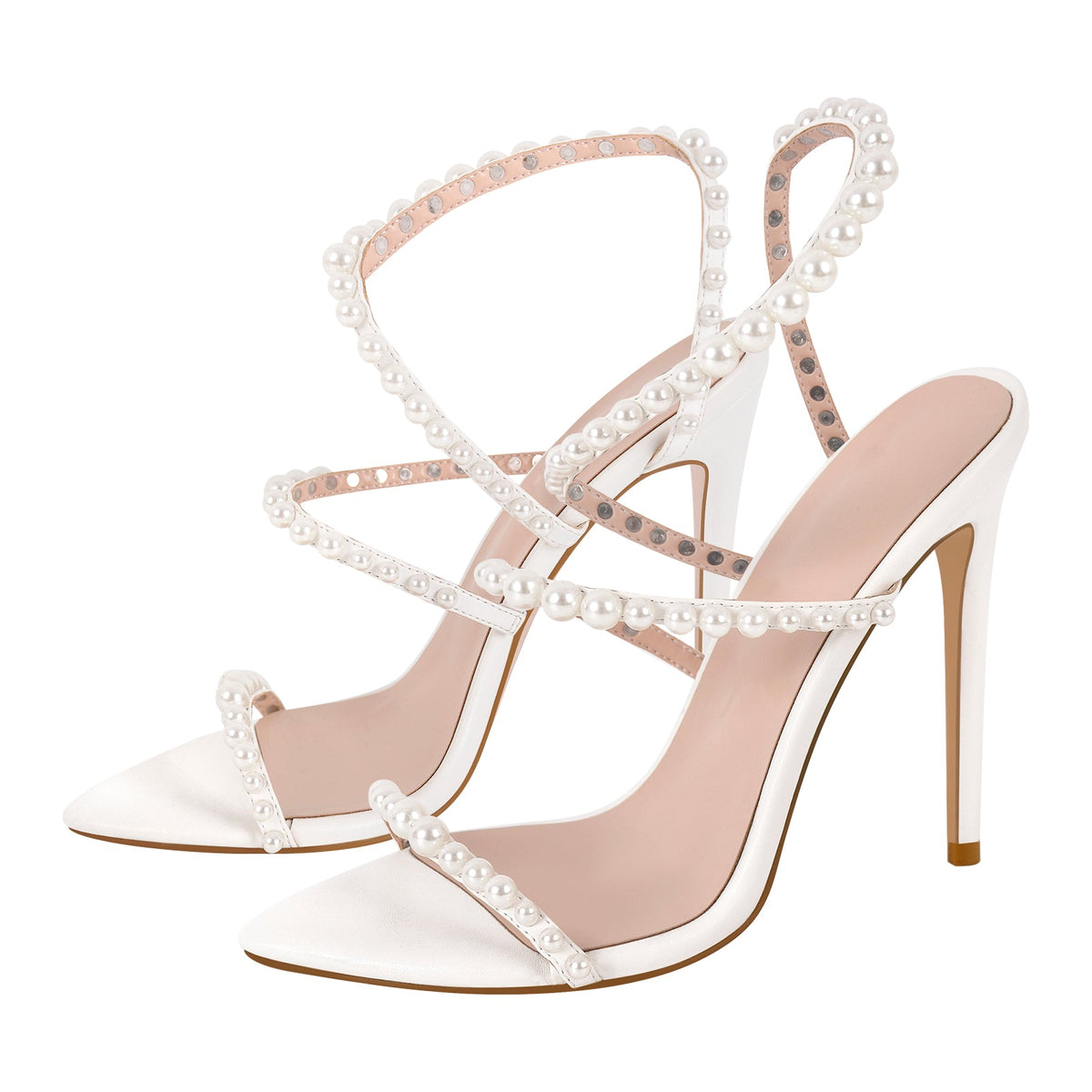 Pointed Toe Pearl Strap Stiletto Sandals | Onlymaker Value