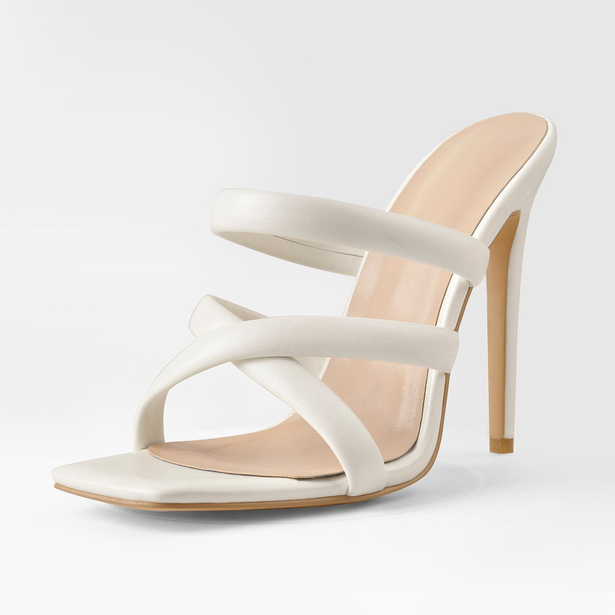White Square Toe Matte High Heels Sandals | Onlymaker Customer Favorite