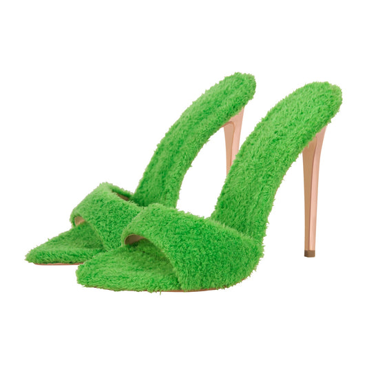 Sherpa Pointed Toe High Heel Sandals | Onlymaker Sale
