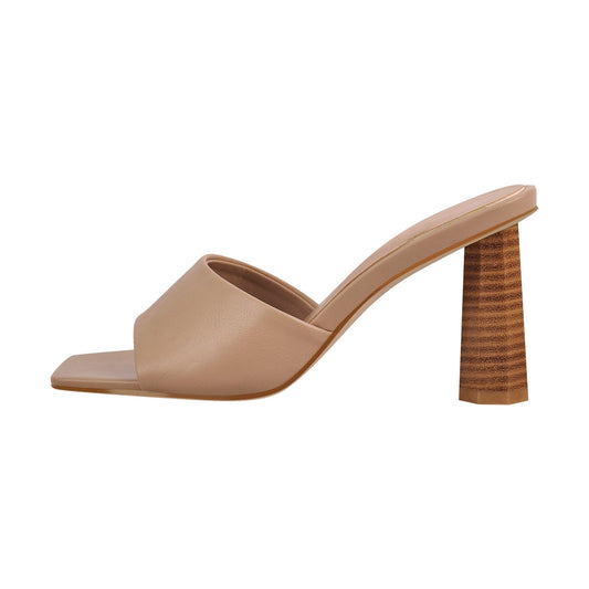 Square Open Toe Mules Chunky Heel Sandals | Onlymaker Quality