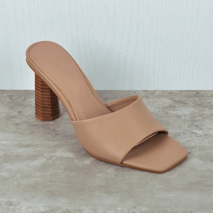 Square Open Toe Mules Chunky Heel Sandals | Onlymaker Quality