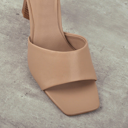Square Open Toe Mules Chunky Heel Sandals | Onlymaker Quality
