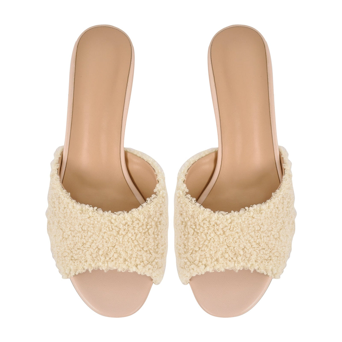 Round Toe Chunky Heel Fur Sandals Mules | Onlymaker Latest