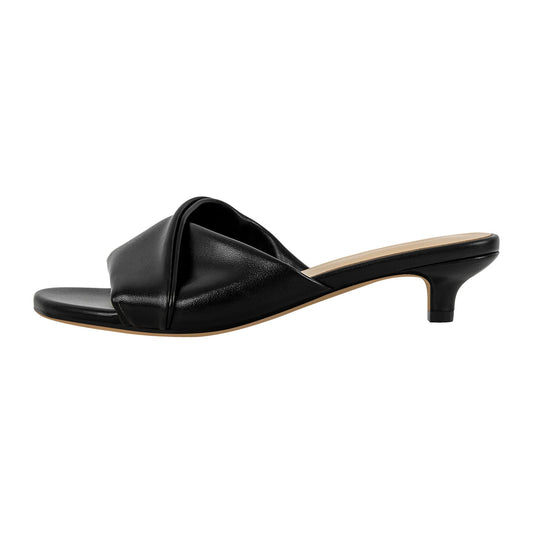Black Round Toe Kitten Heel Mules | Onlymaker Trending