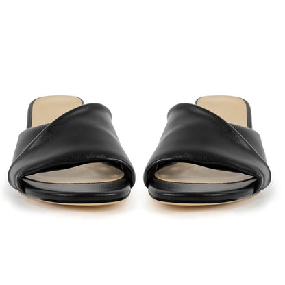 Black Round Toe Kitten Heel Mules | Onlymaker Trending