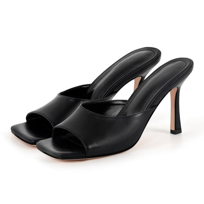 Square Toe Stiletto Sandals Mules | Onlymaker Premium