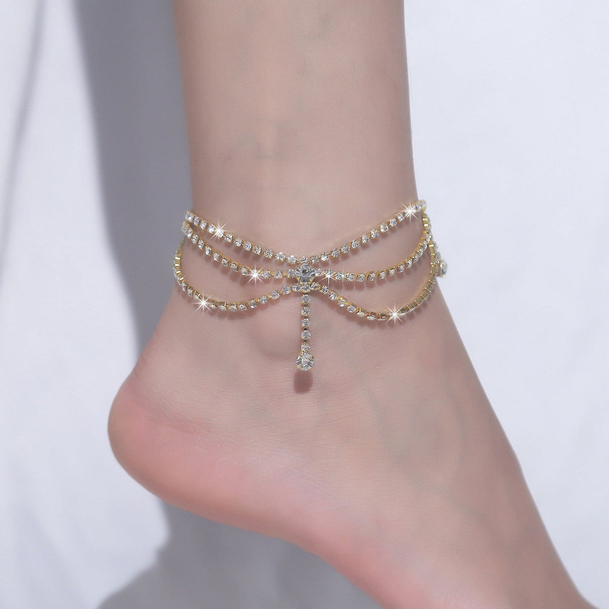 Rhinestone Pendant Anklet | Onlymaker Smart Buy