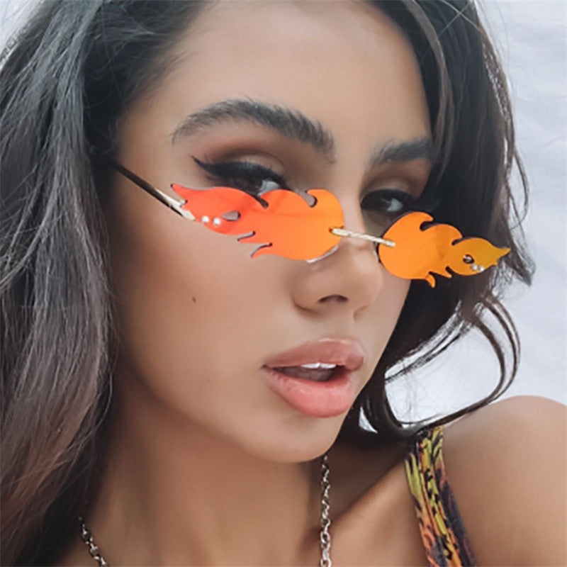 Flame Shape Rimless Sunglasses | Onlymaker Essential