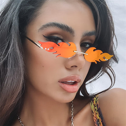 Flame Shape Rimless Sunglasses | Onlymaker Essential