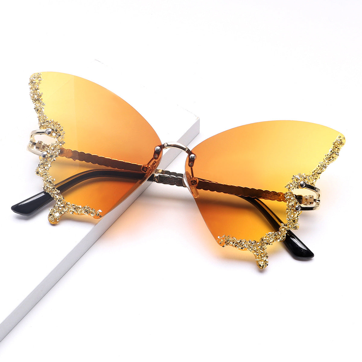 Punk Butterfly Rimless Sunglasses | Onlymaker New