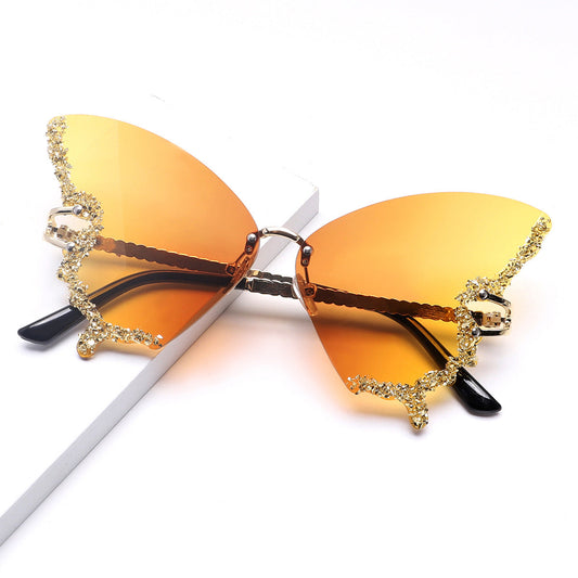 Punk Butterfly Rimless Sunglasses | Onlymaker New