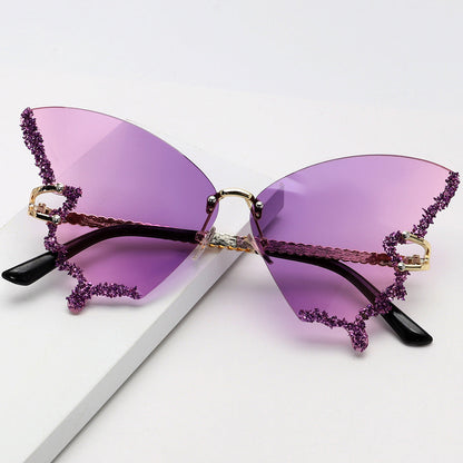 Punk Butterfly Rimless Sunglasses | Onlymaker New