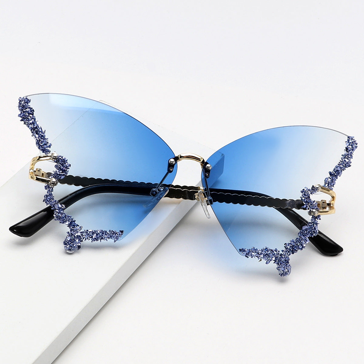 Punk Butterfly Rimless Sunglasses | Onlymaker New