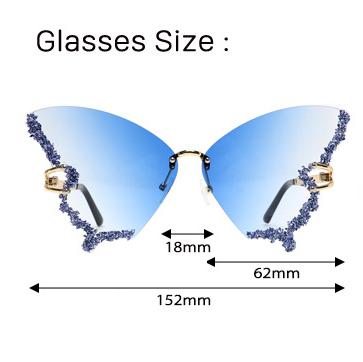 Punk Butterfly Rimless Sunglasses | Onlymaker New