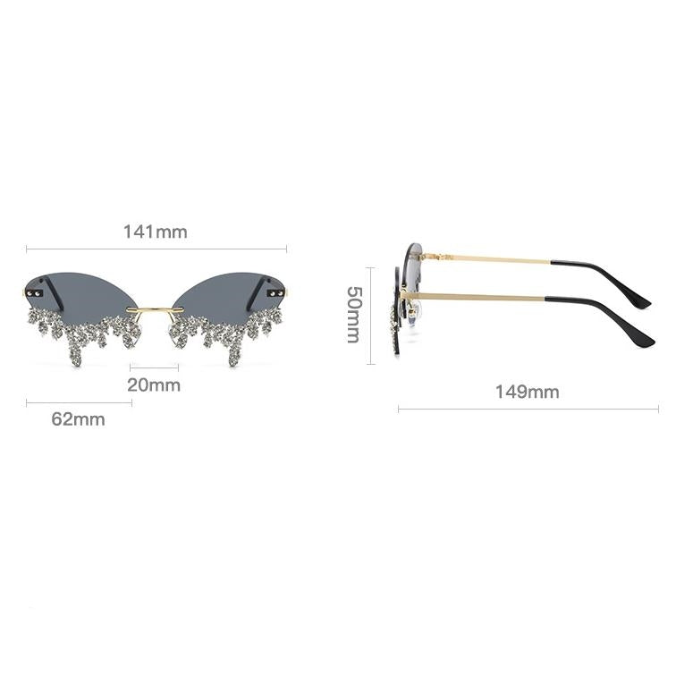 Rhinestone Tear Shape Rimless Sunglasses | Onlymaker Featured
