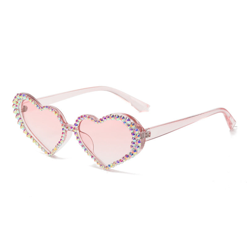 Gradient Rhinestone Heart Shape Sunglasses | Onlymaker Everyday