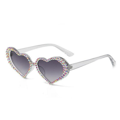 Gradient Rhinestone Heart Shape Sunglasses | Onlymaker Everyday