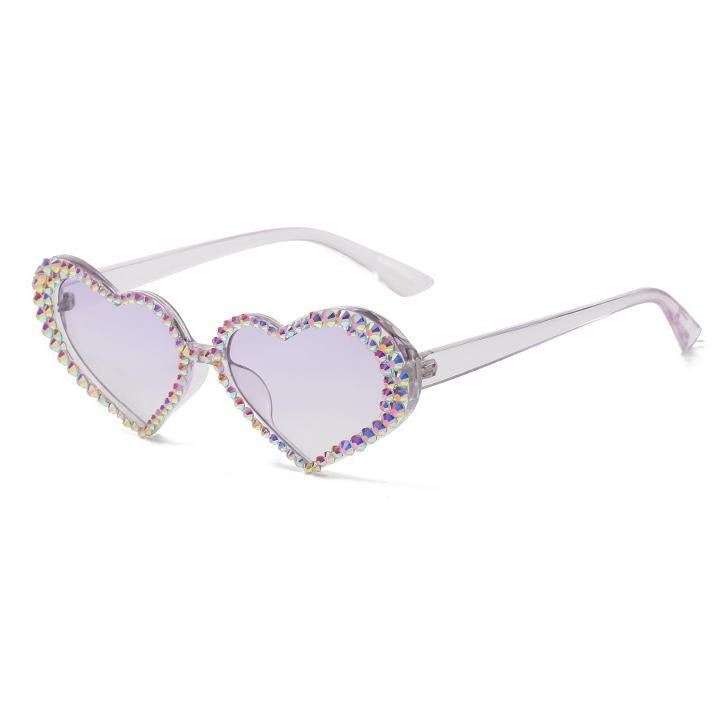 Gradient Rhinestone Heart Shape Sunglasses | Onlymaker Everyday