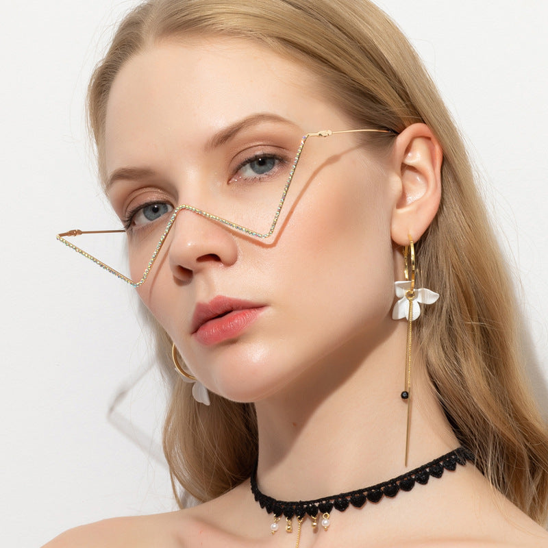 Rhinestone W Shape Sunglasses | Onlymaker Great Value