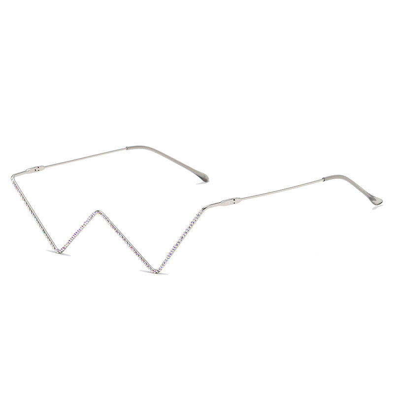 Rhinestone W Shape Sunglasses | Onlymaker Great Value