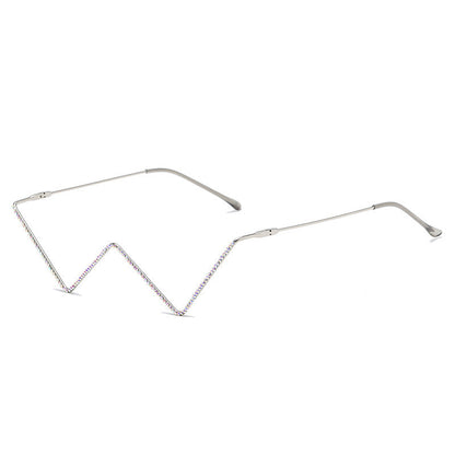 Rhinestone W Shape Sunglasses | Onlymaker Great Value