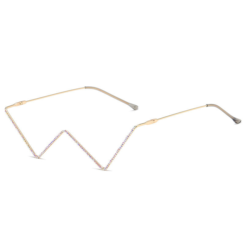Rhinestone W Shape Sunglasses | Onlymaker Great Value