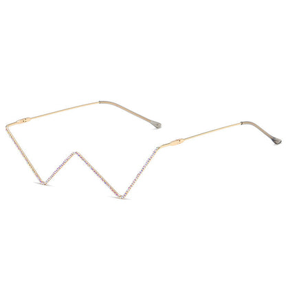Rhinestone W Shape Sunglasses | Onlymaker Great Value