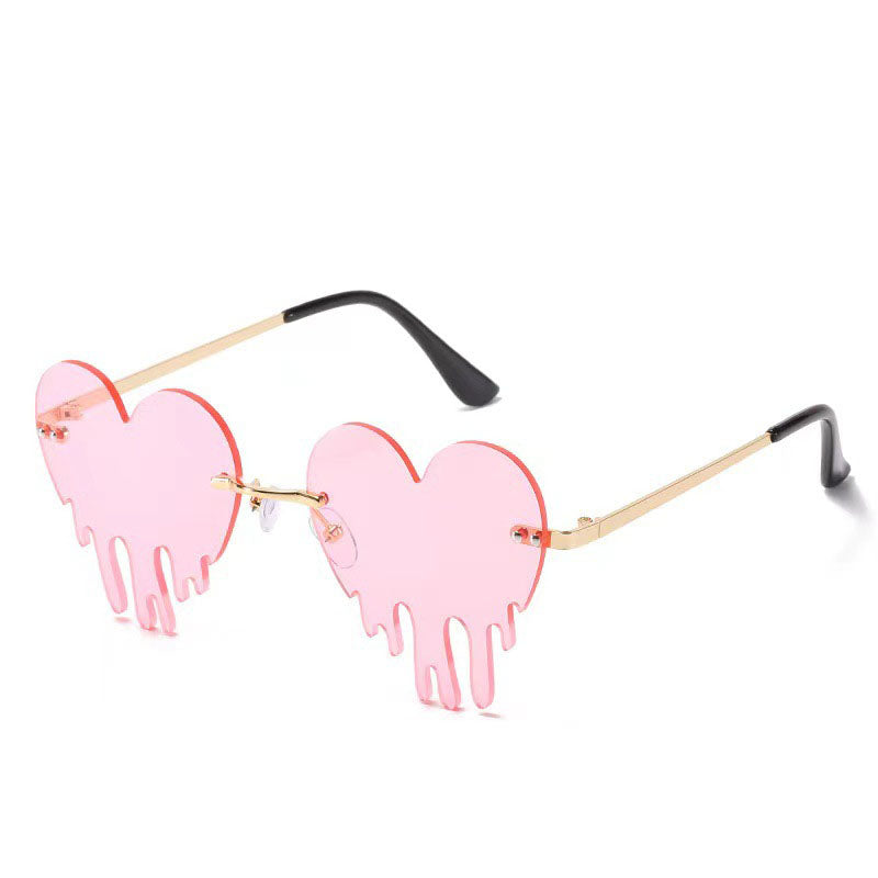Heart Tear Shape Rimless Sunglasses | Onlymaker Exclusive