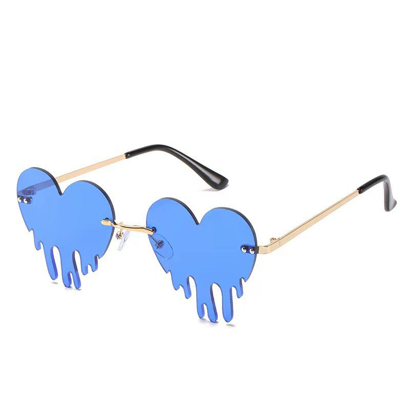 Heart Tear Shape Rimless Sunglasses | Onlymaker Exclusive
