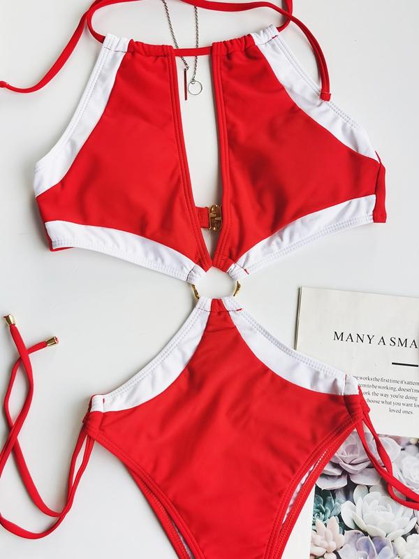 Keyhole Neckline Cut Out Strap Swimwear | Onlymaker Essential