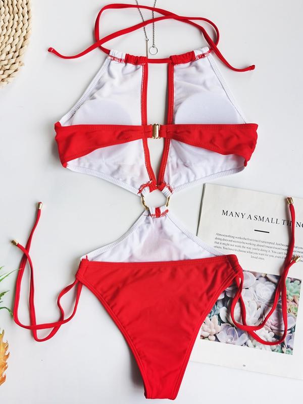 Keyhole Neckline Cut Out Strap Swimwear | Onlymaker Essential