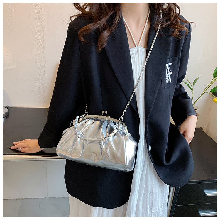 Silver Metallic Colore Crossbody Handbag | Onlymaker Signature