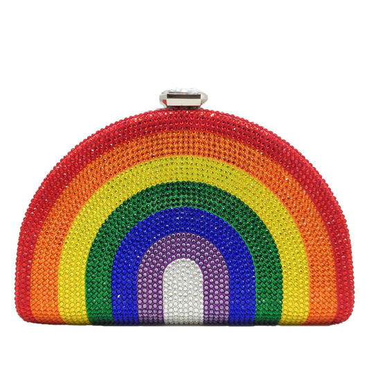 Rainbow Rhinestone Semi-circular Handbag | Onlymaker Great Value