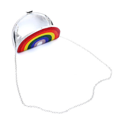 Rainbow Rhinestone Semi-circular Handbag | Onlymaker Great Value