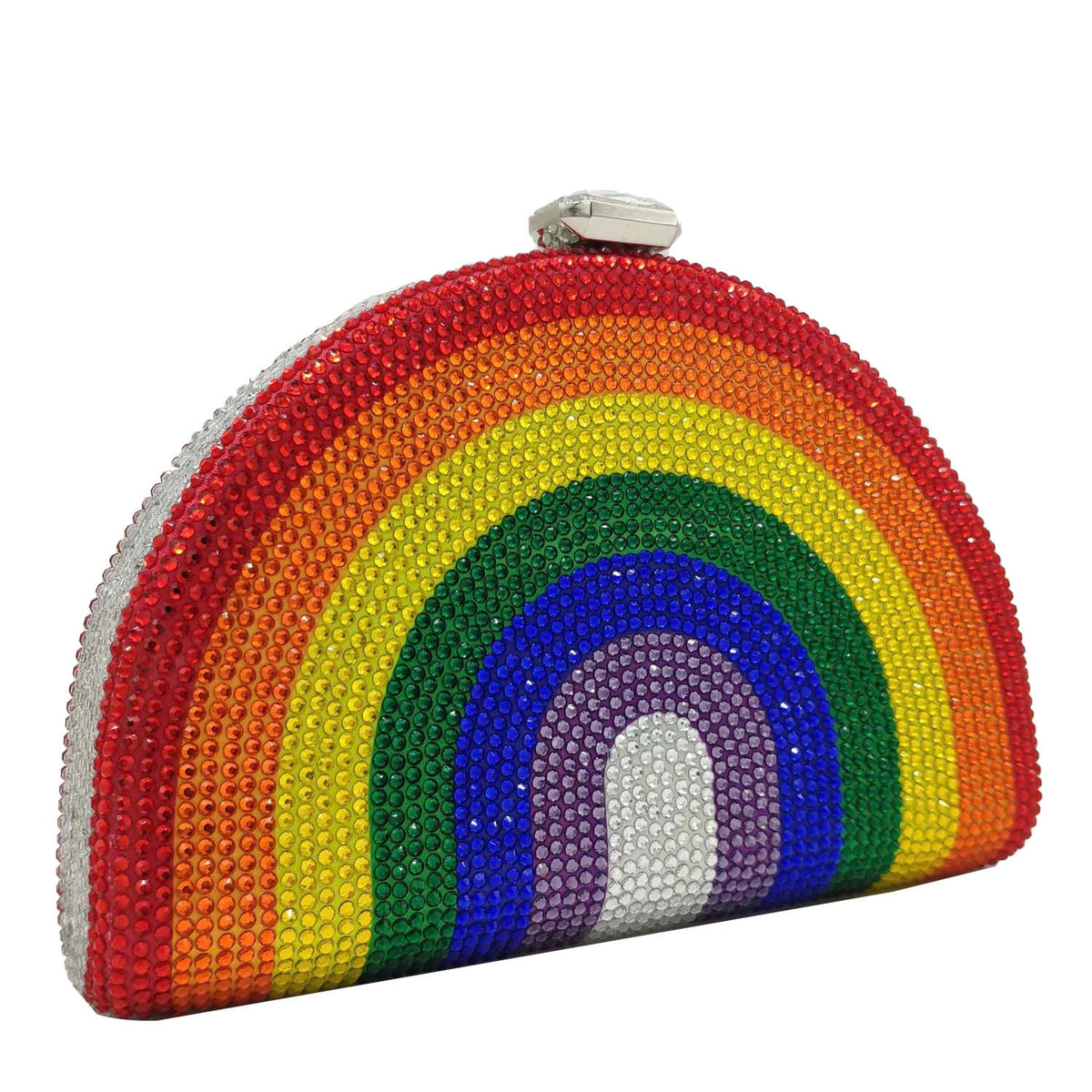 Rainbow Rhinestone Semi-circular Handbag | Onlymaker Great Value