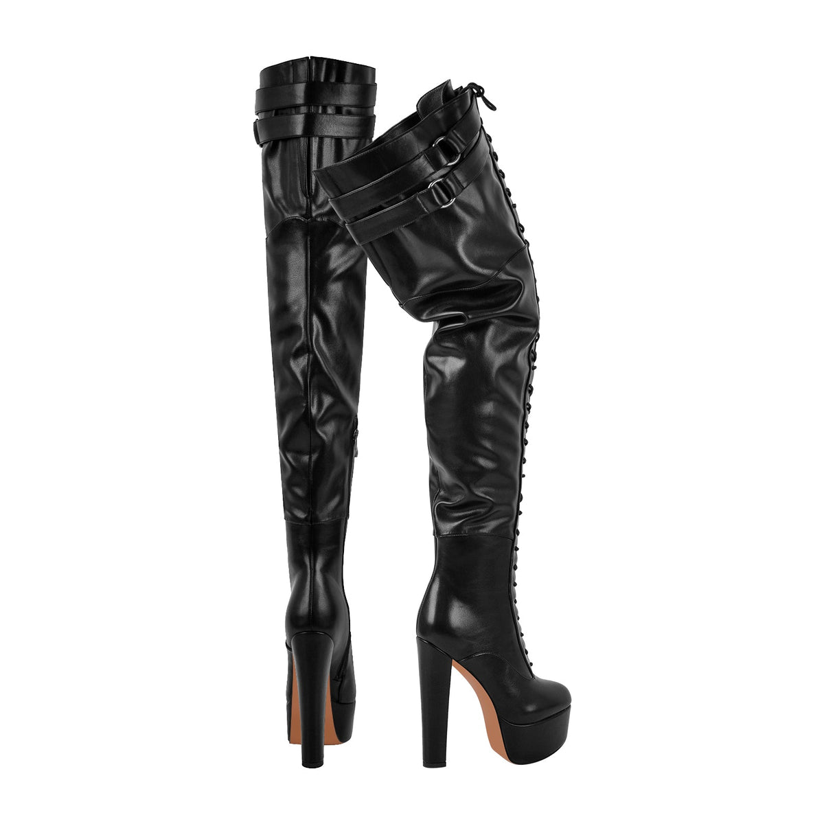Platform Chunky Heel Lace-up Over The Knee Boots | Onlymaker Value
