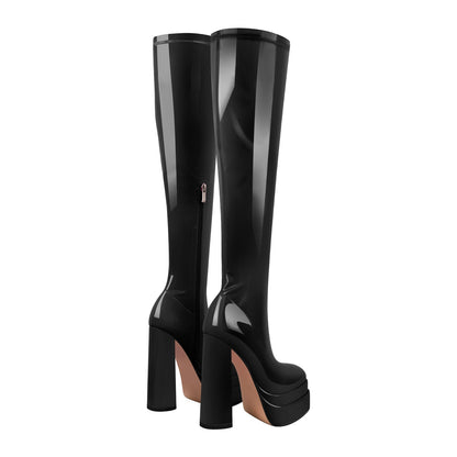Patent Leather Platform Knee High Boots | Onlymaker Best Seller