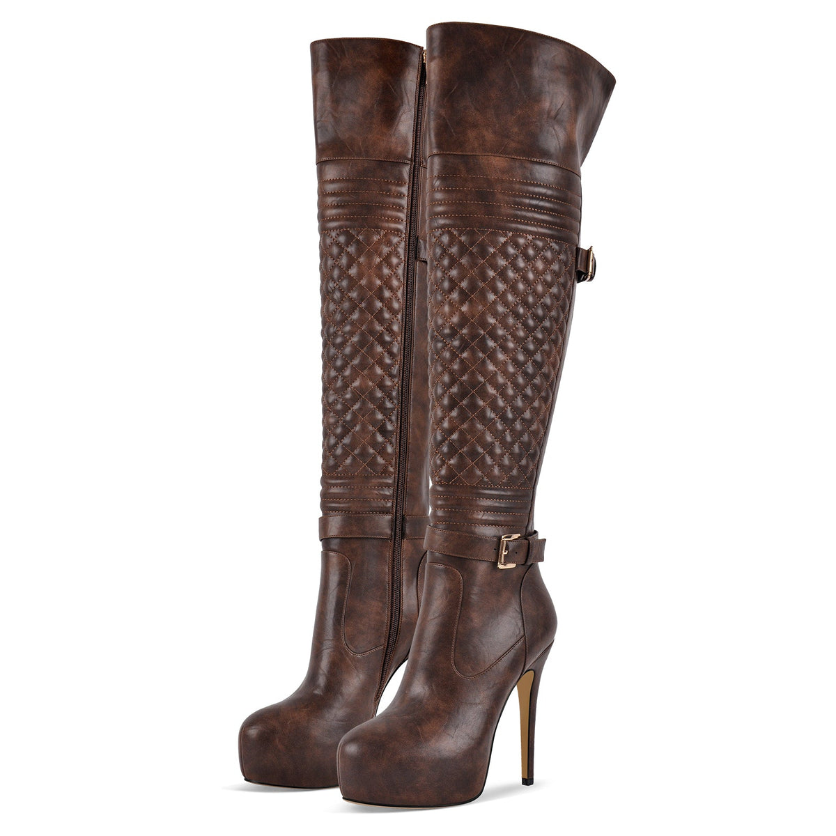 Platform Buckle Over The Knee Stiletto Boots | Onlymaker Best Price