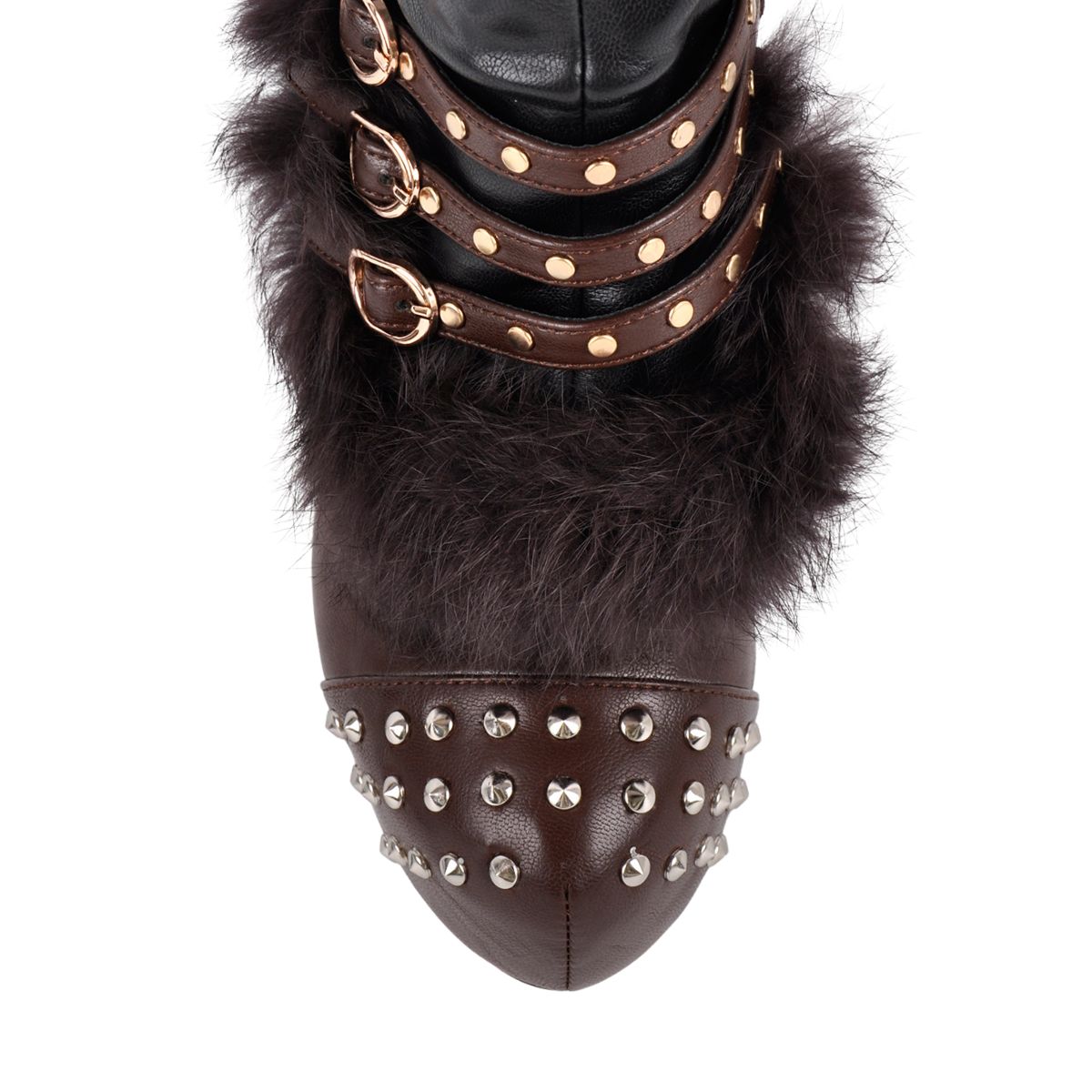 Platform Fur Rivet Buckle Thigh High Boots | Onlymaker Latest
