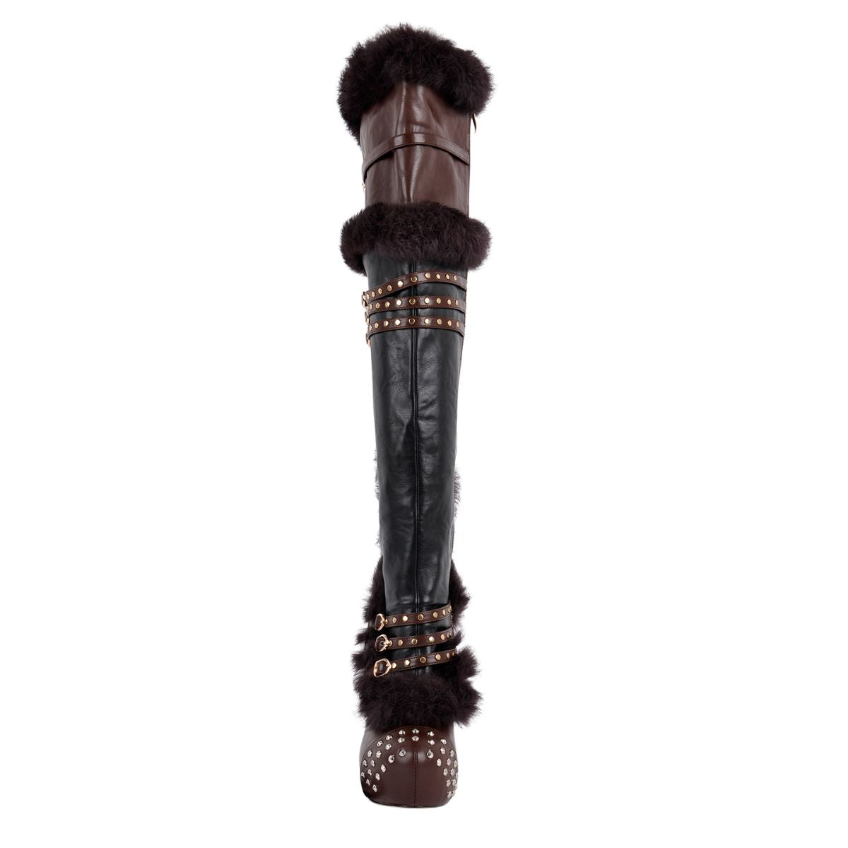 Platform Fur Rivet Buckle Thigh High Boots | Onlymaker Latest
