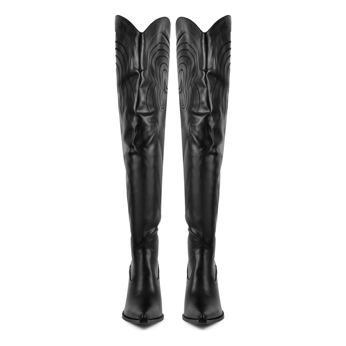 Pointed Toe Back Lace-up Thigh High Western Boots | Onlymaker Quality