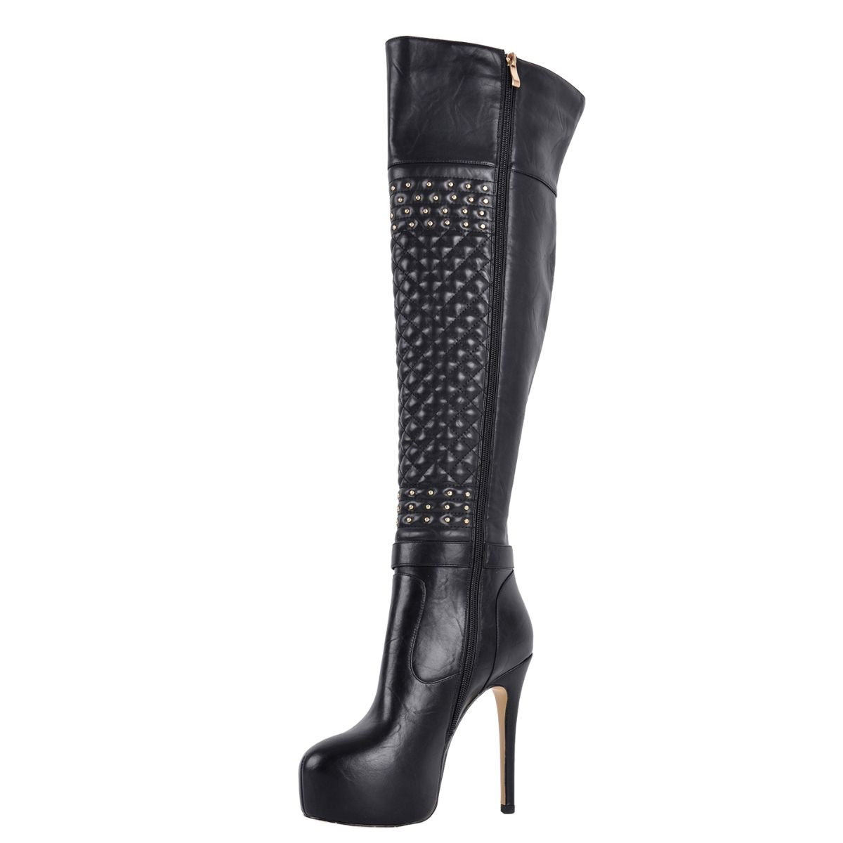 Platform Rivet Buckle Strap Thigh High Boots | Onlymaker Recommended