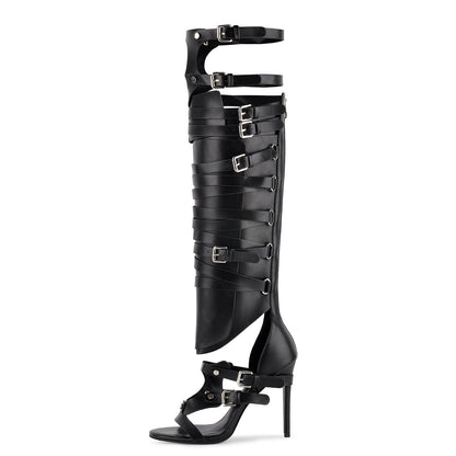 Gladiator Multi Buckles Thigh High Boots Sandals | Onlymaker Trusted