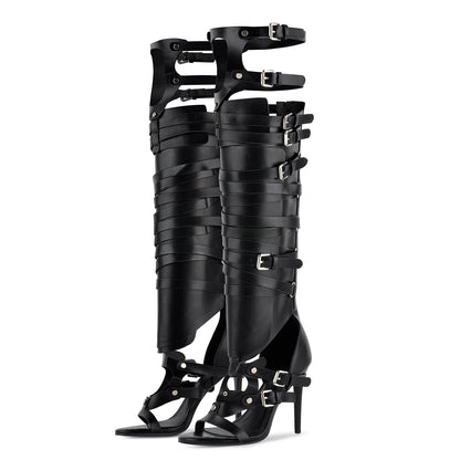 Gladiator Multi Buckles Thigh High Boots Sandals | Onlymaker Trusted