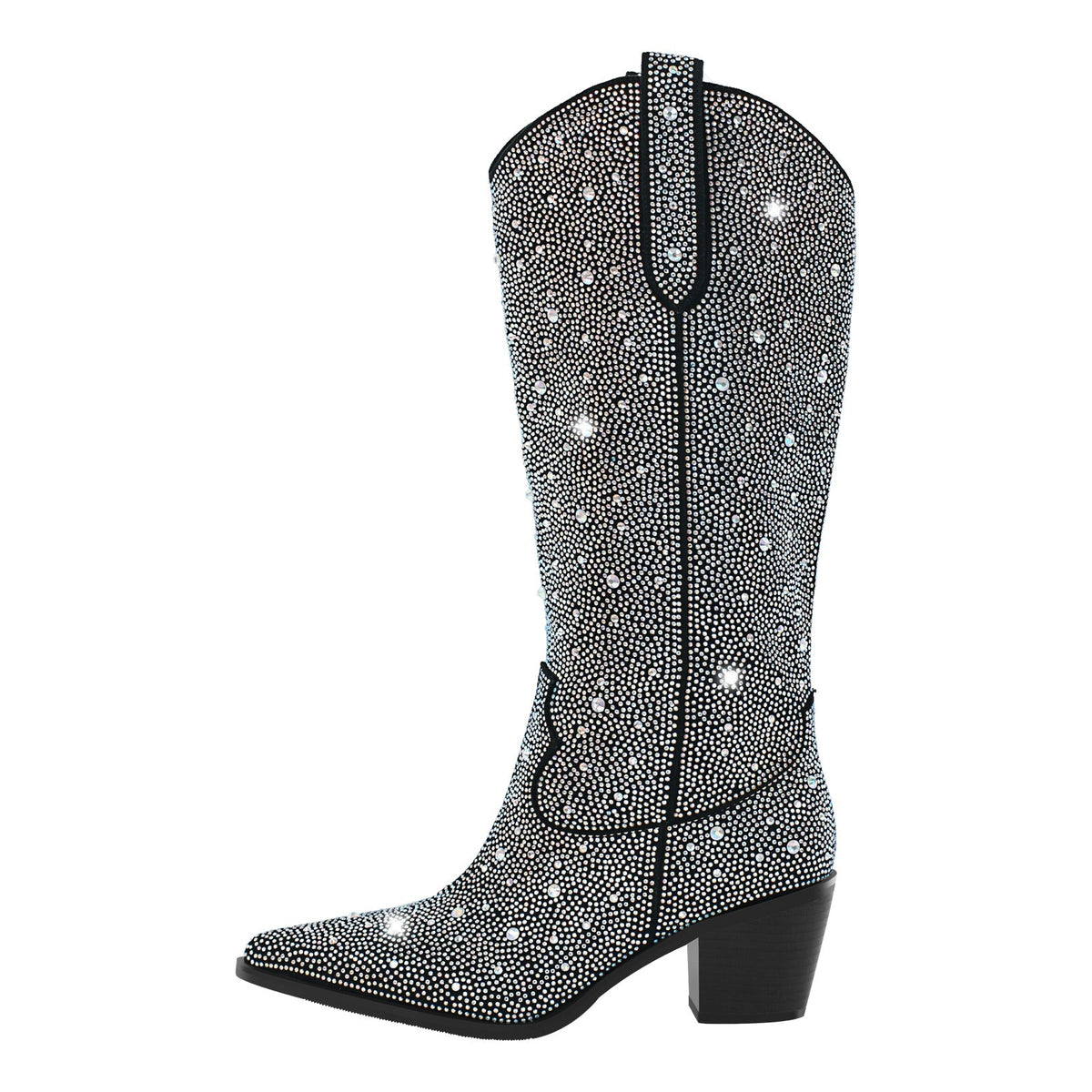 Rhinestone Pointed Toe Knee High Western Boots | Onlymaker Recommended