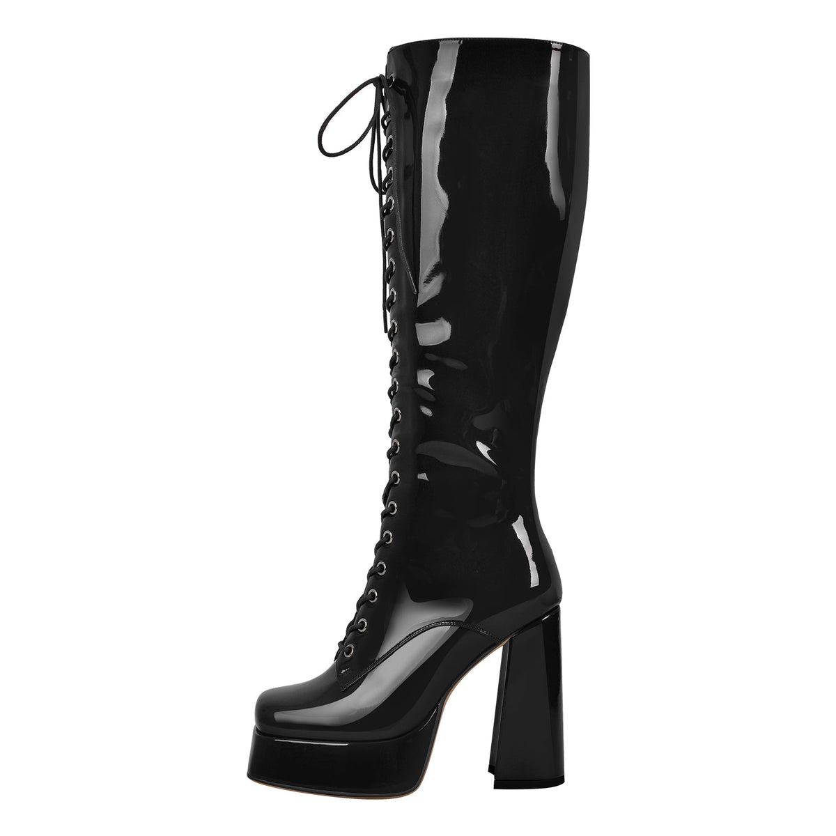 Square Toe Lace up Chunky Heels Boots | Onlymaker Customer Favorite