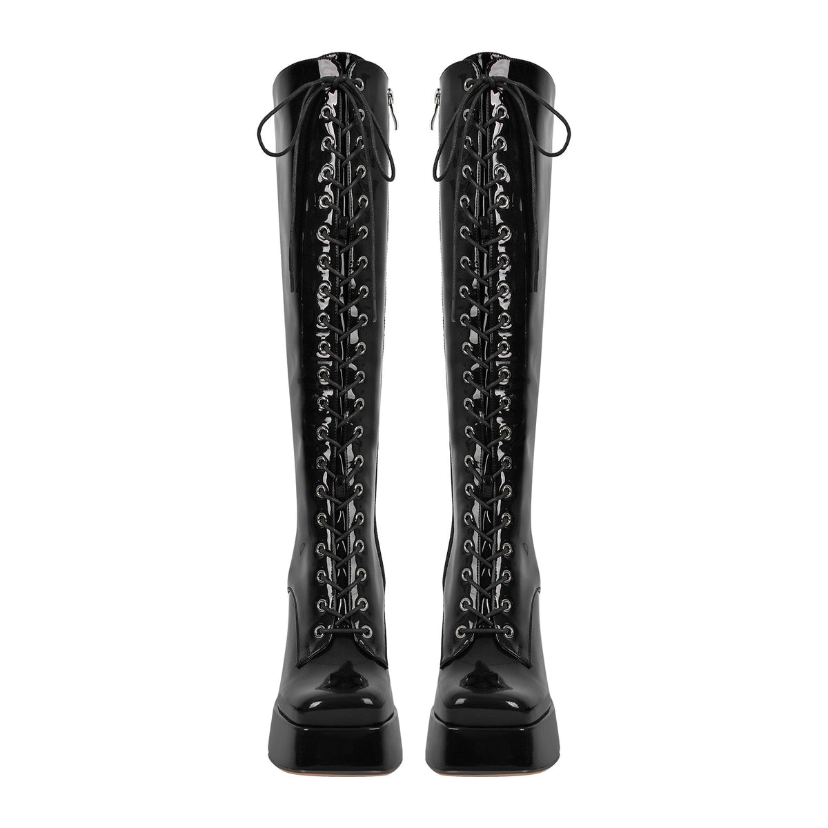 Square Toe Lace up Chunky Heels Boots | Onlymaker Customer Favorite