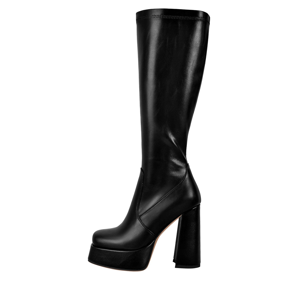 Square Toe Platform Chunky Heel Knee High Boots | Onlymaker Classic