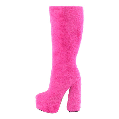 Fur Platform High Heels Boots | Onlymaker Exclusive